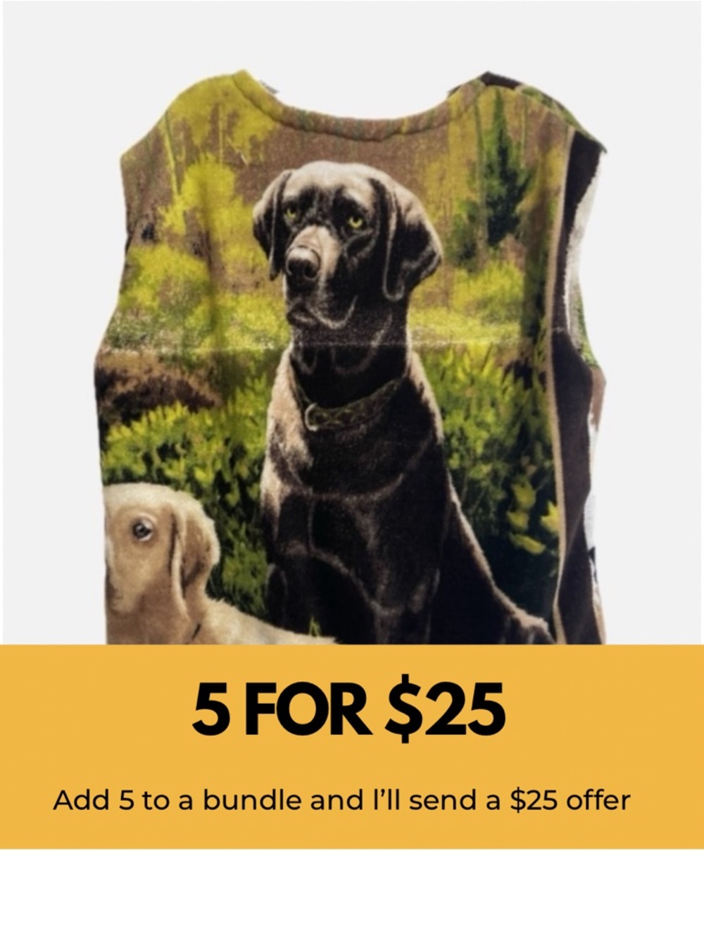 Upcycled Dog Print Full Zip Vest